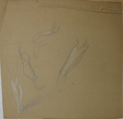 James Brooks (American, 1906-1992). <em>[Untitled] (Four Arms and One Leg)</em>, n.d. Charcoal on paper, Sheet: 19 x 19 9/16 in. (48.3 x 49.7 cm). Brooklyn Museum, Gift of Charlotte Park Brooks in memory of her husband, James David Brooks, 1996.54.134. © artist or artist's estate (Photo: Brooklyn Museum, CUR.1996.54.134.jpg)