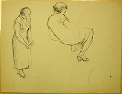 James Brooks (American, 1906-1992). <em>[Untitled] (Seated Woman and Standing Woman)</em>, n.d. Ink on paper, Sheet: 16 x 21 in. (40.6 x 53.3 cm). Brooklyn Museum, Gift of Charlotte Park Brooks in memory of her husband, James David Brooks, 1996.54.156. © artist or artist's estate (Photo: Brooklyn Museum, CUR.1996.54.156.jpg)