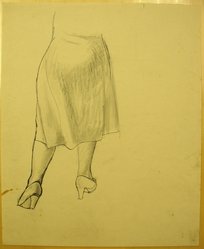 James Brooks (American, 1906-1992). <em>[Untitled] (Lower Portion of a Female)</em>, n.d. Ink and charcoal on paper, Sheet: 16 15/16 x 13 7/8 in. (43 x 35.2 cm). Brooklyn Museum, Gift of Charlotte Park Brooks in memory of her husband, James David Brooks, 1996.54.158. © artist or artist's estate (Photo: Brooklyn Museum, CUR.1996.54.158.jpg)