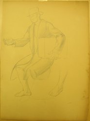 James Brooks (American, 1906-1992). <em>[Untitled] (Robed Male with Box)</em>, n.d. Graphite on paper, Sheet: 19 9/16 x 14 1/4 in. (49.7 x 36.2 cm). Brooklyn Museum, Gift of Charlotte Park Brooks in memory of her husband, James David Brooks, 1996.54.173. © artist or artist's estate (Photo: Brooklyn Museum, CUR.1996.54.173.jpg)