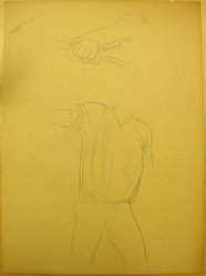 James Brooks (American, 1906-1992). <em>[Untitled] (Study of an Arm and Clothed Torso)</em>, n.d. Graphite on paper, Sheet: 19 5/8 x 14 1/4 in. (49.8 x 36.2 cm). Brooklyn Museum, Gift of Charlotte Park Brooks in memory of her husband, James David Brooks, 1996.54.174. © artist or artist's estate (Photo: Brooklyn Museum, CUR.1996.54.174.jpg)