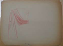 James Brooks (American, 1906-1992). <em>[Untitled] (Shoulder)</em>, n.d. Pink crayon on paper, Sheet (irregular): 17 7/8 x 23 7/8 in. (45.4 x 60.6 cm). Brooklyn Museum, Gift of Charlotte Park Brooks in memory of her husband, James David Brooks, 1996.54.203. © artist or artist's estate (Photo: Brooklyn Museum, CUR.1996.54.203.jpg)