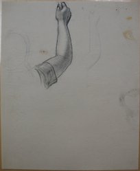 James Brooks (American, 1906-1992). <em>[Untitled] (Right Arm with Sleeve)</em>, n.d. Ink, charcoal and graphite on paper, Sheet: 16 15/16 x 13 7/8 in. (43 x 35.2 cm). Brooklyn Museum, Gift of Charlotte Park Brooks in memory of her husband, James David Brooks, 1996.54.209. © artist or artist's estate (Photo: Brooklyn Museum, CUR.1996.54.209.jpg)