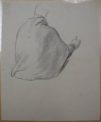 James Brooks (American, 1906-1992). <em>[Untitled] (Back Draped in Cloth)</em>, n.d. Charcoal on paper, Sheet: 16 15/16 x 13 7/8 in. (43 x 35.2 cm). Brooklyn Museum, Gift of Charlotte Park Brooks in memory of her husband, James David Brooks, 1996.54.210. © artist or artist's estate (Photo: Brooklyn Museum, CUR.1996.54.210.jpg)