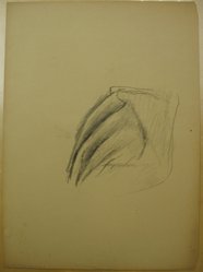 James Brooks (American, 1906-1992). <em>[Untitled] (Recto: Drapery Sketch; Verso: Upper Torso)</em>, n.d. Recto: charcoal on paper
Verso: ink on paper, Sheet: 19 9/16 x 14 3/16 in. (49.7 x 36 cm). Brooklyn Museum, Gift of Charlotte Park Brooks in memory of her husband, James David Brooks, 1996.54.222a-b. © artist or artist's estate (Photo: Brooklyn Museum, CUR.1996.54.222a.jpg)
