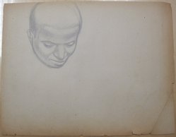 James Brooks (American, 1906-1992). <em>[Untitled] (Bald Head as Seen from Above)</em>, n.d. Graphite on paper, Sheet: 17 7/8 x 22 15/16 in. (45.4 x 58.3 cm). Brooklyn Museum, Gift of Charlotte Park Brooks in memory of her husband, James David Brooks, 1996.54.235. © artist or artist's estate (Photo: Brooklyn Museum, CUR.1996.54.235.jpg)