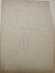James Brooks (American, 1906-1992). <em>[Untitled] (Clothed Figure as Seen from Behind)</em>, n.d. Graphite on paper, Sheet: 19 3/8 x 14 3/16 in. (49.2 x 36 cm). Brooklyn Museum, Gift of Charlotte Park Brooks in memory of her husband, James David Brooks, 1996.54.241. © artist or artist's estate (Photo: Brooklyn Museum, CUR.1996.54.241.jpg)