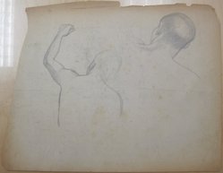 James Brooks (American, 1906-1992). <em>[Untitled] (Two Studies Back of a Head and Back with Upraised Left Arm)</em>, n.d. Graphite on paper, Sheet (irregular): 17 7/8 x 23 in. (45.4 x 58.4 cm). Brooklyn Museum, Gift of Charlotte Park Brooks in memory of her husband, James David Brooks, 1996.54.242. © artist or artist's estate (Photo: Brooklyn Museum, CUR.1996.54.242.jpg)