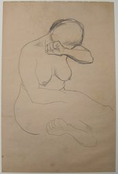 James Brooks (American, 1906-1992). <em>[Untitled] (Nude Female)</em>, n.d. Graphite on paper, Sheet: 17 3/4 x 11 13/16 in. (45.1 x 30 cm). Brooklyn Museum, Gift of Charlotte Park Brooks in memory of her husband, James David Brooks, 1996.54.3. © artist or artist's estate (Photo: Brooklyn Museum, CUR.1996.54.3.jpg)