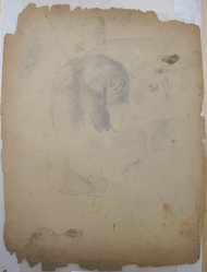 James Brooks (American, 1906-1992). <em>[Untitled] (An Upper Torso and a Hand)</em>, n.d. Charcoal and graphite on paper, Sheet: 23 1/2 x 17 7/8 in. (59.7 x 45.4 cm). Brooklyn Museum, Gift of Charlotte Park Brooks in memory of her husband, James David Brooks, 1996.54.96. © artist or artist's estate (Photo: Brooklyn Museum, CUR.1996.54.96.jpg)