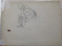James Brooks (American, 1906-1992). <em>[Untitled] (A Working Male)</em>, n.d. Charcoal on paper, Sheet: 17 15/16 x 23 7/8 in. (45.6 x 60.6 cm). Brooklyn Museum, Gift of Charlotte Park Brooks in memory of her husband, James David Brooks, 1996.54.98. © artist or artist's estate (Photo: Brooklyn Museum, CUR.1996.54.98.jpg)