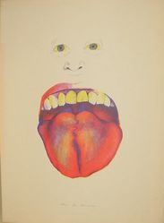 Marisol (Marisol Escobar) (Venezuelan, born France, 1930-2016). <em>Saca la Lengua</em>, 1972. Lithograph, 41 1/4 x 29 1/4 in. (104.8 x 74.3 cm). Brooklyn Museum, Bequest of Richard J. Kempe, 2003.41.1. © artist or artist's estate (Photo: , CUR.2003.41.1.jpg)