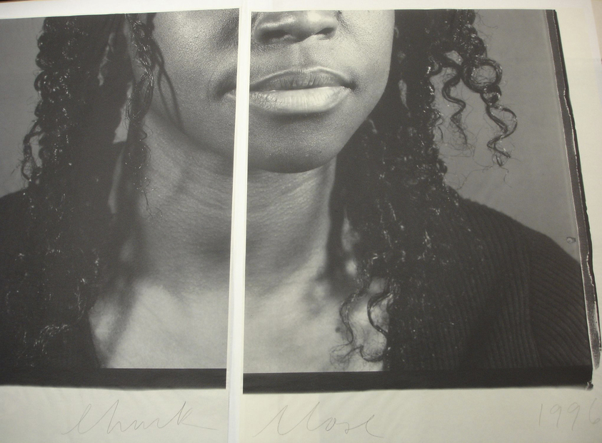 Chuck Close (American, 1940-2021). <em>Lorna I</em>, 1996. Ink jet prints, 93 x 70 in. (236.2 x 177.8 cm). Brooklyn Museum, Gift of The Carol and Arthur Goldberg Collection, 2011.91a-d. © artist or artist's estate (Photo: Brooklyn Museum, CUR.2011.91c-d.jpg)