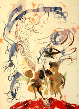 Rina Banerjee (American, born India, 1963). <em>Dangerous World</em>, 2010. Inkjet print, screenprint, hand applied color, and collage, 30 x 22 in. (76.2 x 55.9 cm). Brooklyn Museum, Gift of Exit Art, 2013.30.34. © artist or artist's estate (Photo: Image courtesy of Exit Art, CUR.2013.30.34_Exit_Art_photo.jpg)