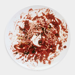 Vik Muniz (born Brazil, 1961). <em>[Untitled] (Spaghetti Medusa) (Medusa Marinara)</em>, 1999. Hard-paste porcelain with enamel, 12 1/2 in. (31.8 cm). Brooklyn Museum, Gift of Arnold and Pamela Lehman, 2015.56.8. © artist or artist's estate (Photo: Image courtesy of the artist, CUR.2015.56.8_Muniz_photograph.jpg)