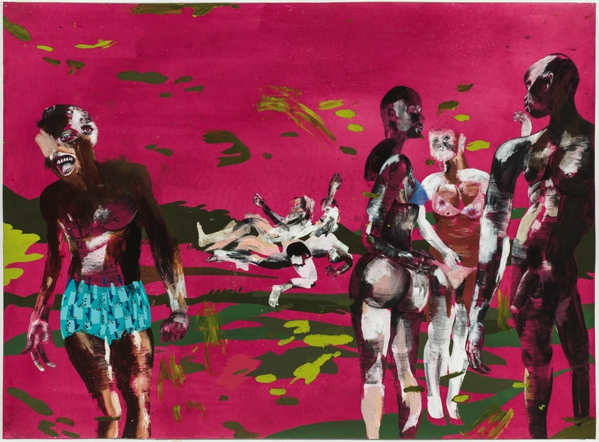 Wardell Milan (American, born 1977). <em>Romantic Sunset</em>, 2017. Graphite, gesso, acrylic, oil pastel, pastel, colored pencil with collage, on hand-colored paper, 43 3/4 × 59 in. (111.1 × 149.9 cm). Brooklyn Museum, Gift of the Contemporary Art Committee and Alfred T. White Fund, 2017.13. © artist or artist's estate (Photo: Image courtesy of David Nolan Gallery, CUR.2017.13_David_Nolan_Gallery.jpg)