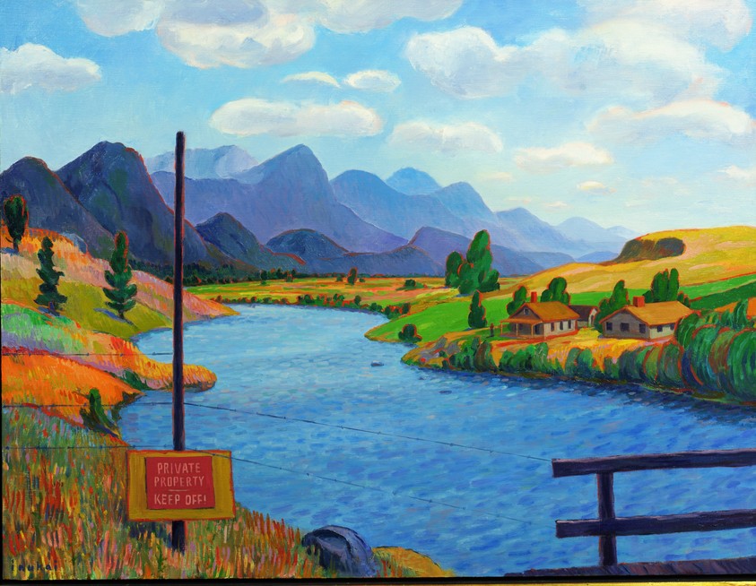 Kyohei Inukai (American, 1913–1985). <em>Arkansas River, Colorado</em>, 1981. Oil on canvas, 32 × 42 in. (81.3 × 106.7 cm). Brooklyn Museum, Dick S. Ramsay Fund, 2023.73.3. © artist or artist's estate (Photo: Kyohei Inukai Estate, CUR.2023.73.3.JPG)