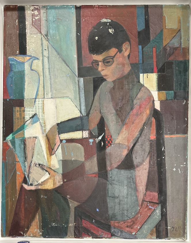 Florence Kent (American, 1915 – 1989). <em>Portrait of Artist's Son Tom</em>, 1967. Oil on canvas, Dims provided by owner.: 24 × 30 in. (61 × 76.2 cm). Brooklyn Museum, Gift of Dan Mausner, 2024.2.5. © artist or artist's estate (Photo: Brooklyn Museum photogrpah, CUR.2024.2.5.jpg)