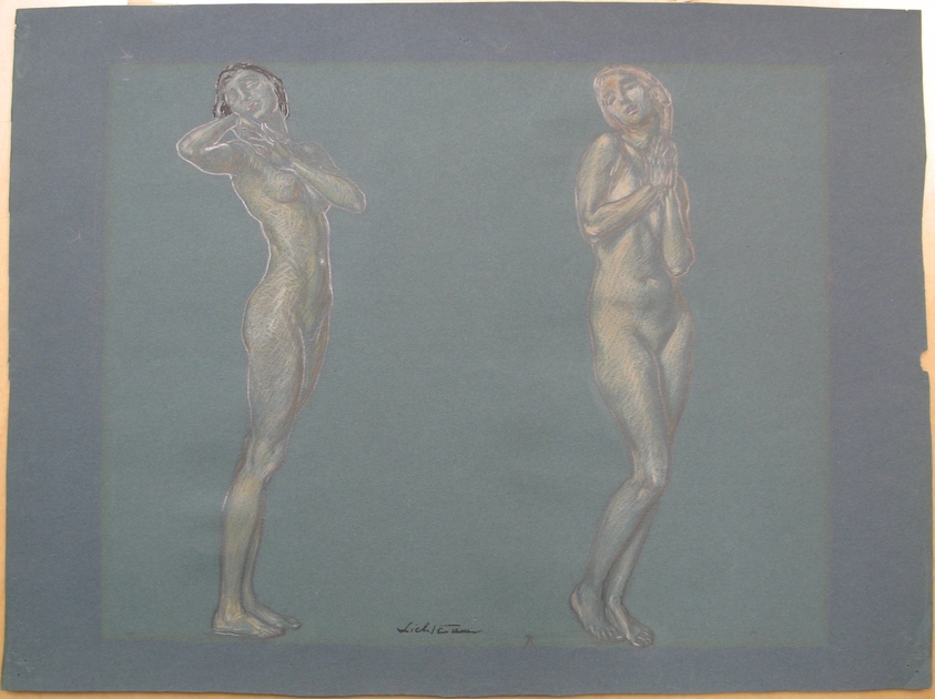 J. Mortimer Lichtenauer (American, 1876–1966). <em>Two Nudes</em>, n.d. Graphite and pastel on paper, sheet: 13 1/8 x 17 5/8 in. (33.3 x 44.8 cm). Brooklyn Museum, Gift of the artist, 29.60. © artist or artist's estate (Photo: Brooklyn Museum, CUR.29.60.jpg)