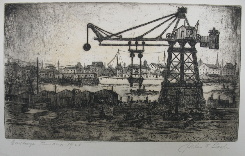 Julius F. Gayler (American, 1872–1948). <em>Constanza, Roumania</em>, 1928. Etching, sheet: 8 15/16 x 13 1/2 in. (22.7 x 34.3 cm). Brooklyn Museum, Gift of the artist, 35.1927. © artist or artist's estate (Photo: Brooklyn Museum, CUR.35.1927.jpg)