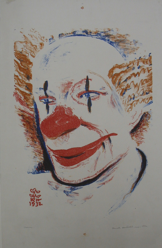 George Kenneth Hartwell (American, 1891–1949). <em>Clown</em>, 1932. Lithograph on white wove paper, Image: 13 1/8 x 9 1/2 in. (33.3 x 24.1 cm). Brooklyn Museum, Gift of the artist, 35.858. © artist or artist's estate (Photo: Brooklyn Museum, CUR.35.858.jpg)