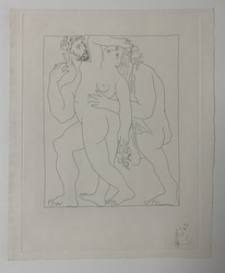 Pablo Picasso (Spanish, 1881-1973). <em>Vertumne poursuit Pomone de son amour</em>, 1930. Etching on Japan paper, laid down on mat board with tape at left edge, Sheet: 12 7/8 x 10 in. (32.7 x 25.4 cm). Brooklyn Museum, By exchange, 36.915.28. © artist or artist's estate (Photo: Brooklyn Museum, CUR.36.915.28-1.jpg)
