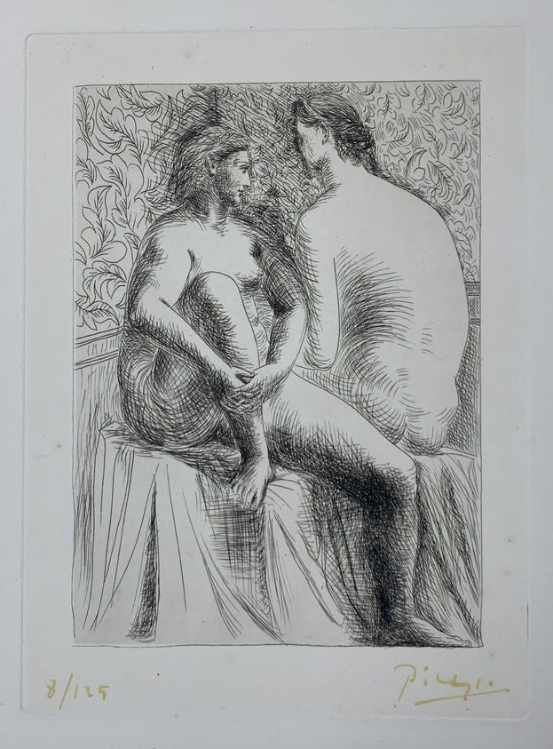 Pablo Picasso (Spanish, 1881-1973). <em>Deux Femmes Nues</em>, 1930. Etching on wove Arches paper, Sheet: 22 3/4 x 17 3/4 in. (57.8 x 45.1 cm). Brooklyn Museum, By exchange, 37.148. © artist or artist's estate (Photo: Brooklyn Museum, CUR.37.148.jpg)