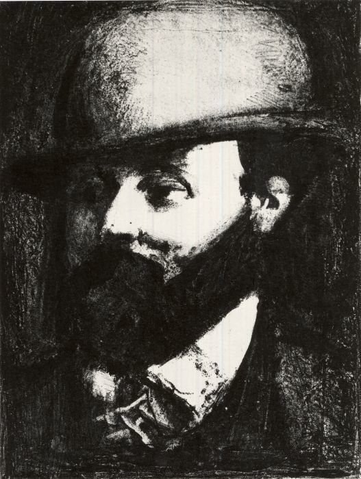 Georges Rouault (French, 1871-1958). <em>Head of a Man with a Hat, Facing Left</em>. Lithograph on wove paper, 9 1/8 x 6 13/16 in. (23.2 x 17.3 cm). Brooklyn Museum, Gift of J. B. Neumann, 37.31. © artist or artist's estate (Photo: Brooklyn Museum, CUR.37.31.jpg)