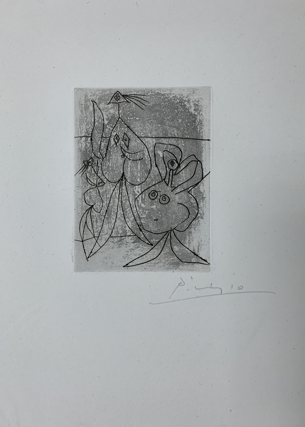 Pablo Picasso (Spanish, 1881–1973). <em>Composition No. 18</em>, 1935. Etching on wove paper, Sheet: 12 3/4 x 10 in. (32.4 x 25.4 cm). Brooklyn Museum, Brooklyn Museum Collection, 39.662.18. © artist or artist's estate (Photo: Brooklyn Museum, CUR.39.662.18_overall.jpg)