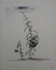 Ross A. Lewis (American, 1902-1977). <em>Jack and the Cornstalk</em>, 1938. Black conte crayon with touches of white correction fluid on wove paper, sheet: 14 1/16 x 11 3/16 in. (35.7 x 28.4 cm). Brooklyn Museum, Gift of the artist, 41.198. © artist or artist's estate (Photo: Brooklyn Museum, CUR.41.198.jpg)