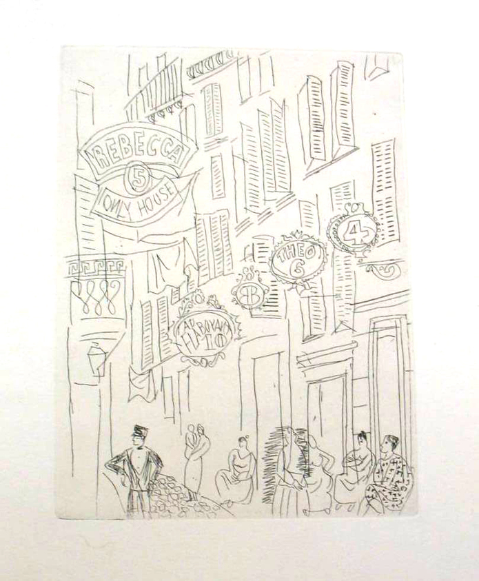 Raoul Dufy (French, 1877-1953). <em>Etching for Chapter X of La Belle Enfant</em>. Etching, Sheet: 12 5/8 x 9 13/16 in. (32 x 24.9 cm). Brooklyn Museum, Charles Stewart Smith Memorial Fund, 41.858.11. © artist or artist's estate (Photo: Brooklyn Museum, CUR.41.858.11.jpg)