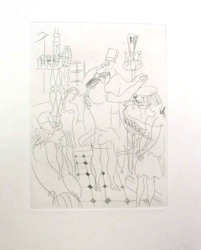 Raoul Dufy (French, 1877-1953). <em>Etching for Chapter II of La Belle Enfant</em>. Etching, Sheet: 12 1/2 x 10 1/8 in. (31.8 x 25.7 cm). Brooklyn Museum, Charles Stewart Smith Memorial Fund, 41.858.3. © artist or artist's estate (Photo: Brooklyn Museum, CUR.41.858.3.jpg)