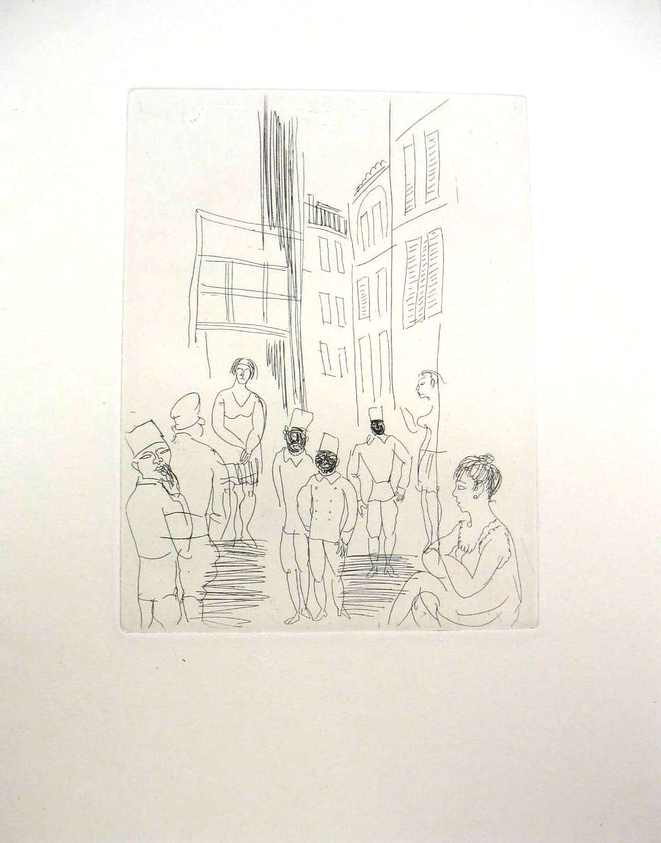 Raoul Dufy (French, 1877-1953). <em>Etching for Chapter II of La Belle Enfant</em>. Etching, Sheet: 12 3/4 x 9 13/16 in. (32.4 x 24.9 cm). Brooklyn Museum, Charles Stewart Smith Memorial Fund, 41.858.4. © artist or artist's estate (Photo: Brooklyn Museum, CUR.41.858.4.jpg)
