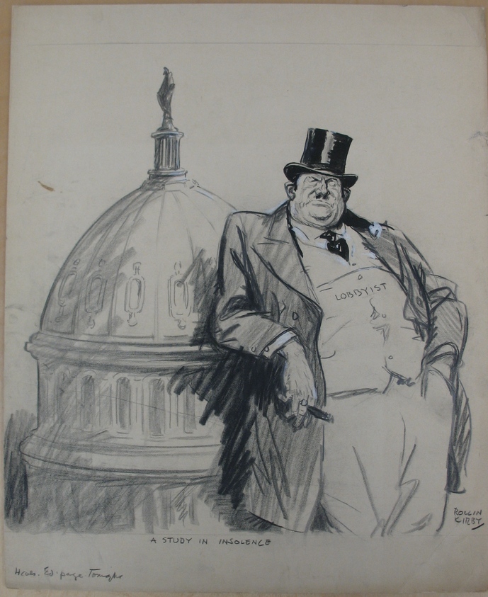 Rollin Kirby (American, 1875–1952). <em>A Study in Insolence</em>, early 20th century. Graphite, gouache, charcoal and ink on paper, sheet: 18 3/8 x 15 1/16 in. (46.7 x 38.3 cm). Brooklyn Museum, Gift of the artist, 44.8.11. © artist or artist's estate (Photo: Brooklyn Museum, CUR.44.8.11.jpg)