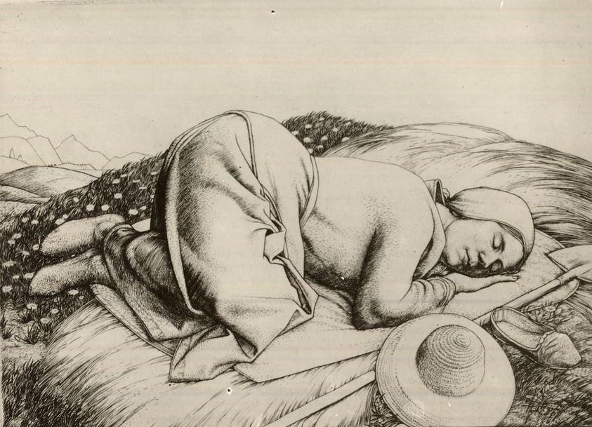 Robert Sargent Austin (British, 1895-1973). <em>Mid-Day Rest</em>, 1932. Engraving Brooklyn Museum, Gift of William Lybrand, 48.193.61. © artist or artist's estate (Photo: Brooklyn Museum, CUR.48.193.61.jpg)