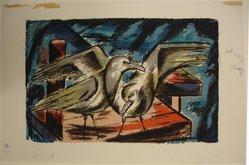 Riva Helfond (American, 1910-2002). <em>Sea Gulls</em>, n.d. Color serigraph on paper, Sheet: 12 1/2 x 19 1/8 in. (31.8 x 48.6 cm). Brooklyn Museum, Dick S. Ramsay Fund, 48.44. © artist or artist's estate (Photo: Brooklyn Museum, CUR.48.44.jpg)