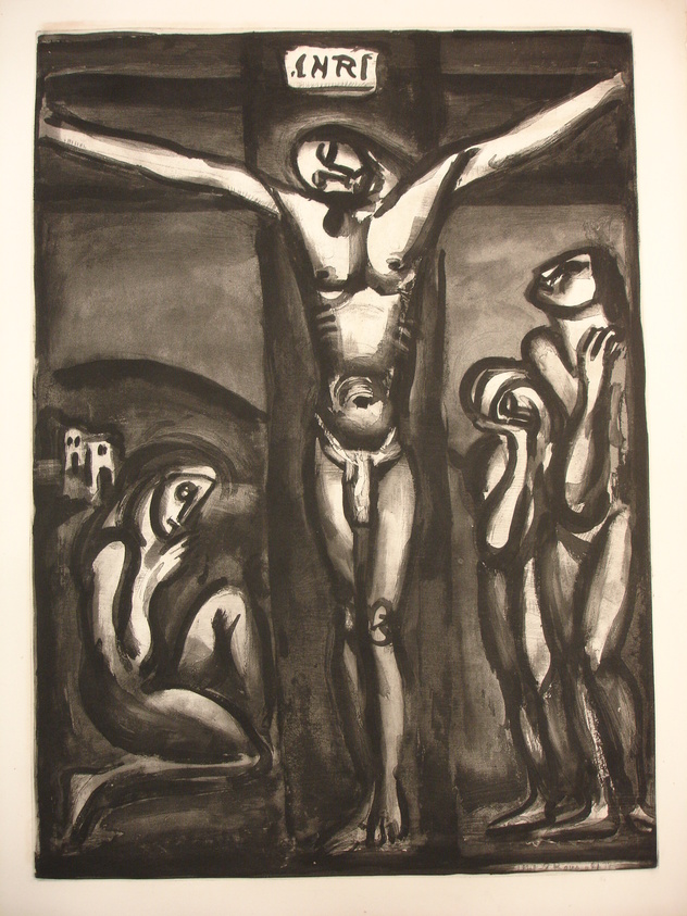 Georges Rouault (French, 1871-1958). <em>"Aimez-Vous Les uns Les Autres.,"</em> 1923. Etching, aquatint, and heliogravure on laid Arches paper, 23 3/8 x 16 3/4 in. (59.4 x 42.6 cm). Brooklyn Museum, Frank L. Babbott Fund, 50.15.31. © artist or artist's estate (Photo: Brooklyn Museum, CUR.50.15.31.jpg)