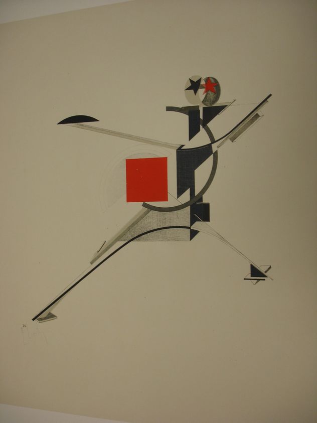 El Lissitzky (Russian, 1890-1941). <em>New Man (Neuer)</em>, 1923. Color lithograph on wove paper, image: 12 × 12 1/2 in. (30.5 × 31.8 cm). Brooklyn Museum, By exchange, 50.191.10. © artist or artist's estate (Photo: Brooklyn Museum, CUR.50.191.10.jpg)