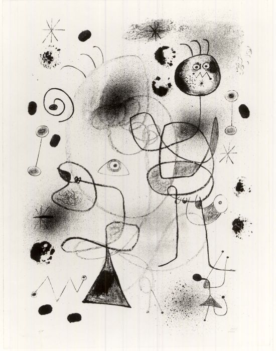 Joan Miró (Spanish, 1893-1983). <em>Abstraction</em>, 1944. Lithograph on heavy wove paper, 26 3/16 x 18 1/2 in. (66.5 x 47 cm). Brooklyn Museum, Gift of Curt Valentin, 52.59. © artist or artist's estate (Photo: Brooklyn Museum, CUR.52.59.jpg)