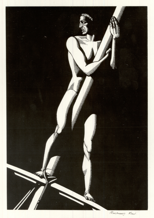 Rockwell Kent (American, 1882–1971). <em>The Lookout</em>, 1930. Wood engraving on maple, white wove paper, 8 x 5 1/2 in. (20.3 x 14 cm). Brooklyn Museum, Gift of Erhart Weyhe, 56.4.27. © artist or artist's estate (Photo: Brooklyn Museum, CUR.56.4.27.jpg)