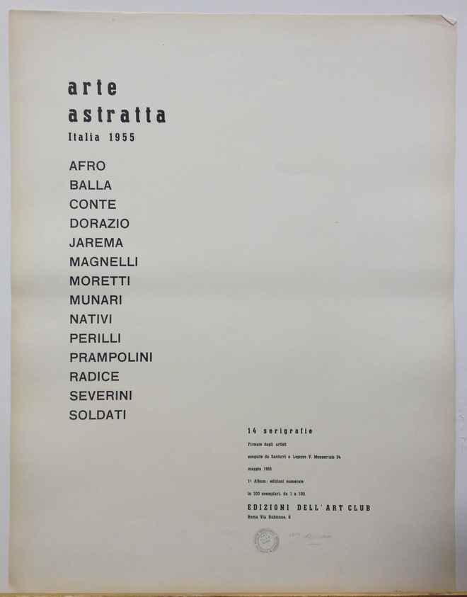 Atanasio Soldati (Italian, 1896-1953). <em>Title and Colophon Page</em>, 1955. Printed text, Sheet: 23 3/16 x 19 1/4 in. (58.9 x 48.9 cm). Brooklyn Museum, Carll H. de Silver Fund, 57.192.17. © artist or artist's estate (Photo: Brooklyn Museum, CUR.57.192.17.jpg)