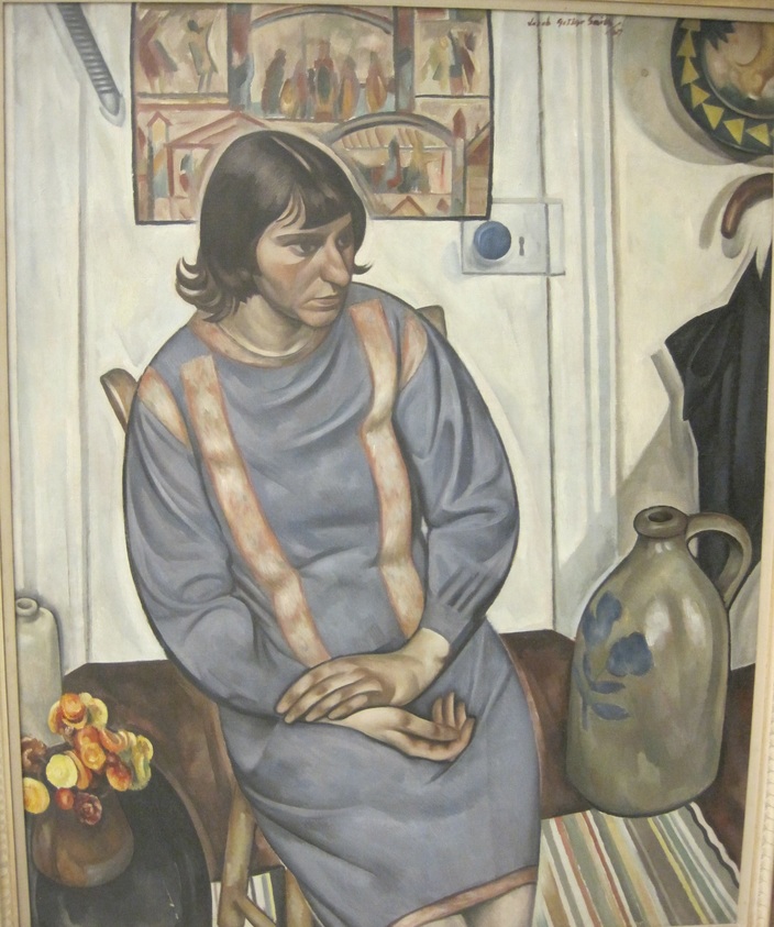 Jacob Getlar Smith (American, 1898-1958). <em>The Artist's Wife</em>, 1927. Oil on canvas, frame: 57 3/4 × 47 1/4 × 2 7/8 in. (146.7 × 120 × 7.3 cm). Brooklyn Museum, Gift of Mrs. Jacob Getlar Smith, 60.48. © artist or artist's estate (Photo: Brooklyn Museum, CUR.60.48.jpg)