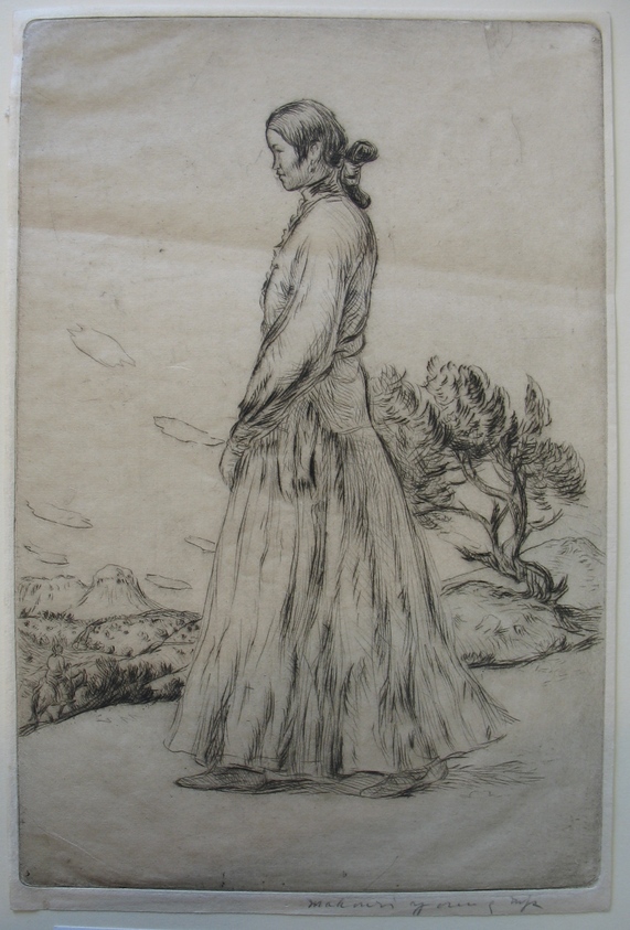 Mahonri M. Young (American, 1877–1957). <em>Navajo Woman</em>, n.d. Drypoint on paper, sheet: 9 3/16 x 6 1/8 in. (23.3 x 15.6 cm). Brooklyn Museum, Dick S. Ramsay Fund, 61.216.8. © artist or artist's estate (Photo: Brooklyn Museum, CUR.61.216.8.jpg)