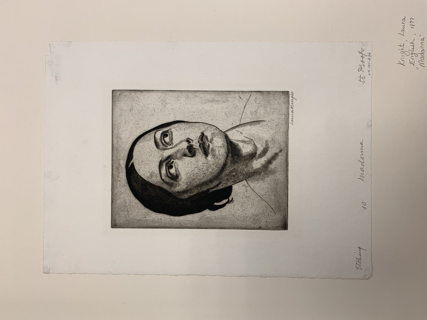Laura Knight (British, 1877–1970). <em>Madonna</em>, 1923. Etching on laid paper, 6 7/8 x 5 3/8 in. (17.5 x 13.7 cm). Brooklyn Museum, Gift of The Louis E. Stern Foundation, Inc., 64.101.236. © artist or artist's estate (Photo: Brooklyn Museum, CUR.64.101.236.jpg)