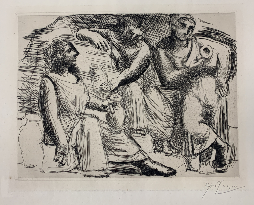 Pablo Picasso (Spanish, 1881-1973). <em>La Source</em>, 1921. Dry point and engraving on zinc printed on laid paper, Sheet: 17 3/4 x 13 1/2 in. (45.1 x 34.3 cm). Brooklyn Museum, Gift of The Louis E. Stern Foundation, Inc., 64.101.293. © artist or artist's estate (Photo: Brooklyn Museum, CUR.64.101.293-1.jpg)