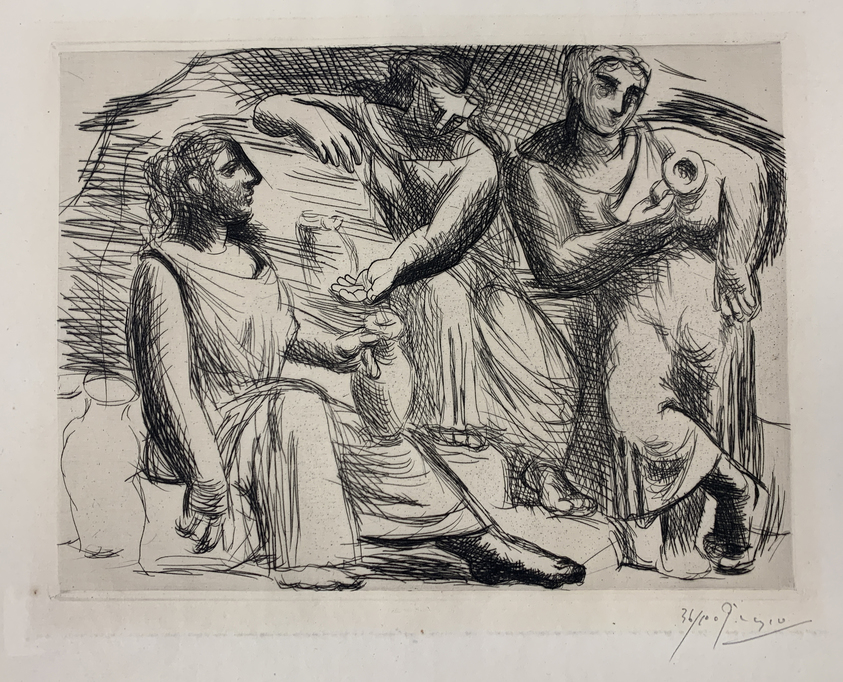 Pablo Picasso (Spanish, 1881–1973). <em>La Source</em>, 1921. Dry point and engraving on zinc printed on laid paper, Sheet: 17 3/4 x 13 1/2 in. (45.1 x 34.3 cm). Brooklyn Museum, Gift of The Louis E. Stern Foundation, Inc., 64.101.293. © artist or artist's estate (Photo: Brooklyn Museum, CUR.64.101.293_cropped.jpg)