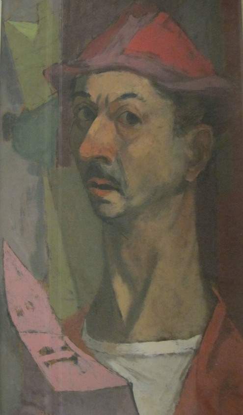 Louis Bosa (American, born Italy, 1905–1981). <em>Me</em>, 1957. Oil on panel, 26 × 16 1/8 in. (66 × 41 cm). Brooklyn Museum, Gift of Mr. and Mrs. Charles H. Blatt, 65.252. © artist or artist's estate (Photo: Brooklyn Museum, CUR.65.252_overall01.jpg)