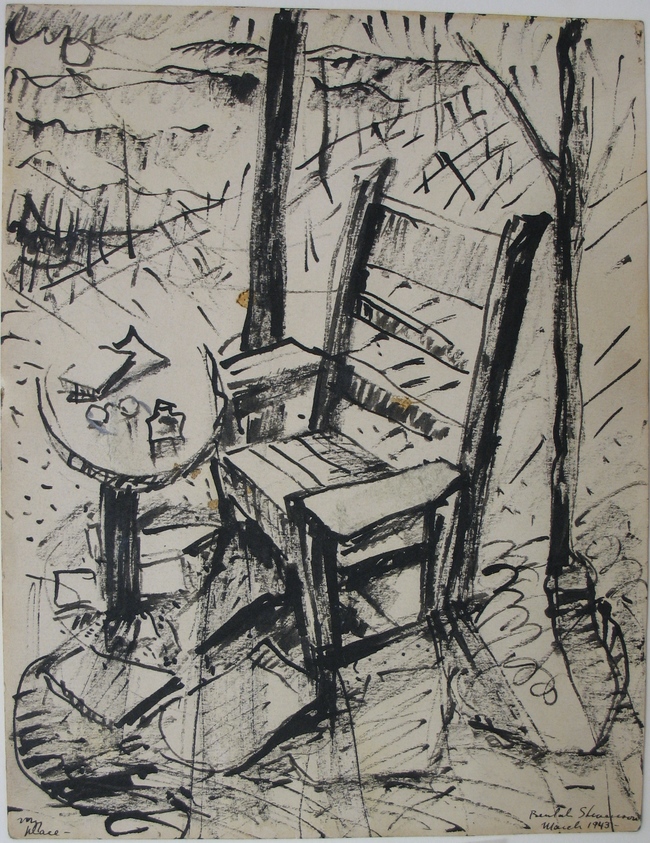 Beulah Stevenson (American, 1875–1965). <em>My Place</em>, March 1943. Ink on paper, sheet: 9 x 6 15/16 in. (22.9 x 17.6 cm). Brooklyn Museum, Gift of Miriam Eaton, 66.36.4. © artist or artist's estate (Photo: Brooklyn Museum, CUR.66.36.4.jpg)