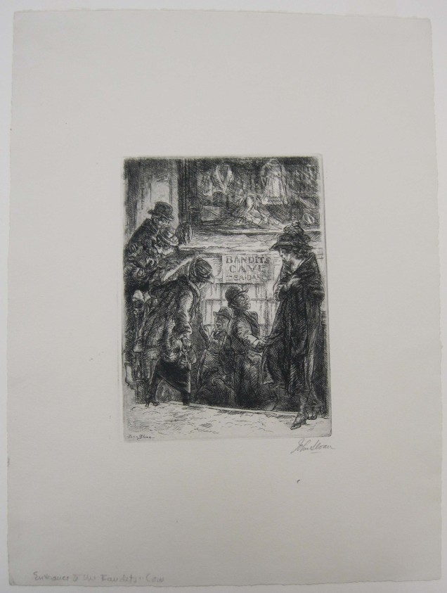 John Sloan (American, 1871–1951). <em>Entrance to the Bandits Cave</em>, 1920. Etching on wove paper, mat: 19 1/8 x 14 5/16 in. (48.6 x 36.3 cm). Brooklyn Museum, Gift of Mrs. Edwin De T. Bechtel, 68.192.44. © artist or artist's estate (Photo: Brooklyn Museum, CUR.68.192.44.jpg)