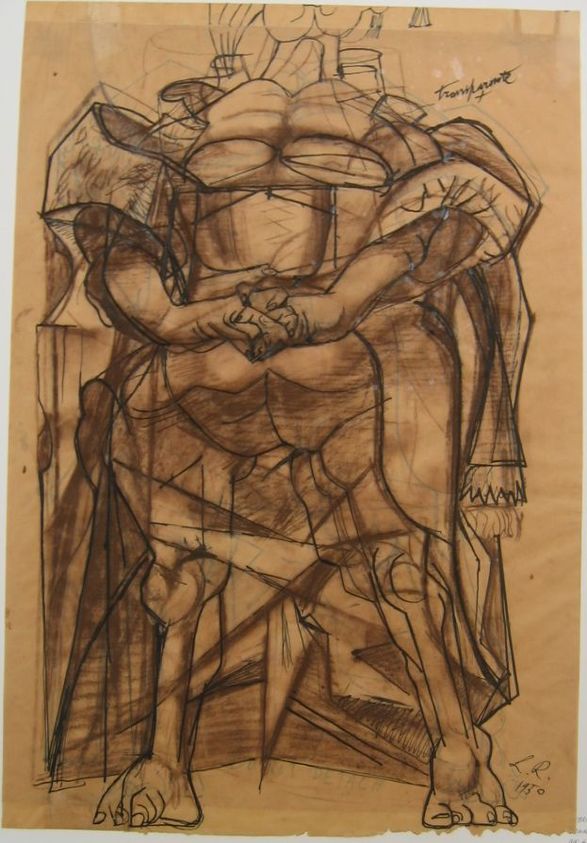 Rico Lebrun (American, 1900–1964). <em>Woman of the Cross</em>, 1950. Ink and pastel drawing on paper, overall: 24 1/4 x 16 1/2 in. (61.6 x 41.9 cm). Brooklyn Museum, Gift of Dr. and Mrs. Milton M. Gardner, 69.135.2. © artist or artist's estate (Photo: Brooklyn Museum, CUR.69.135.2.jpg)